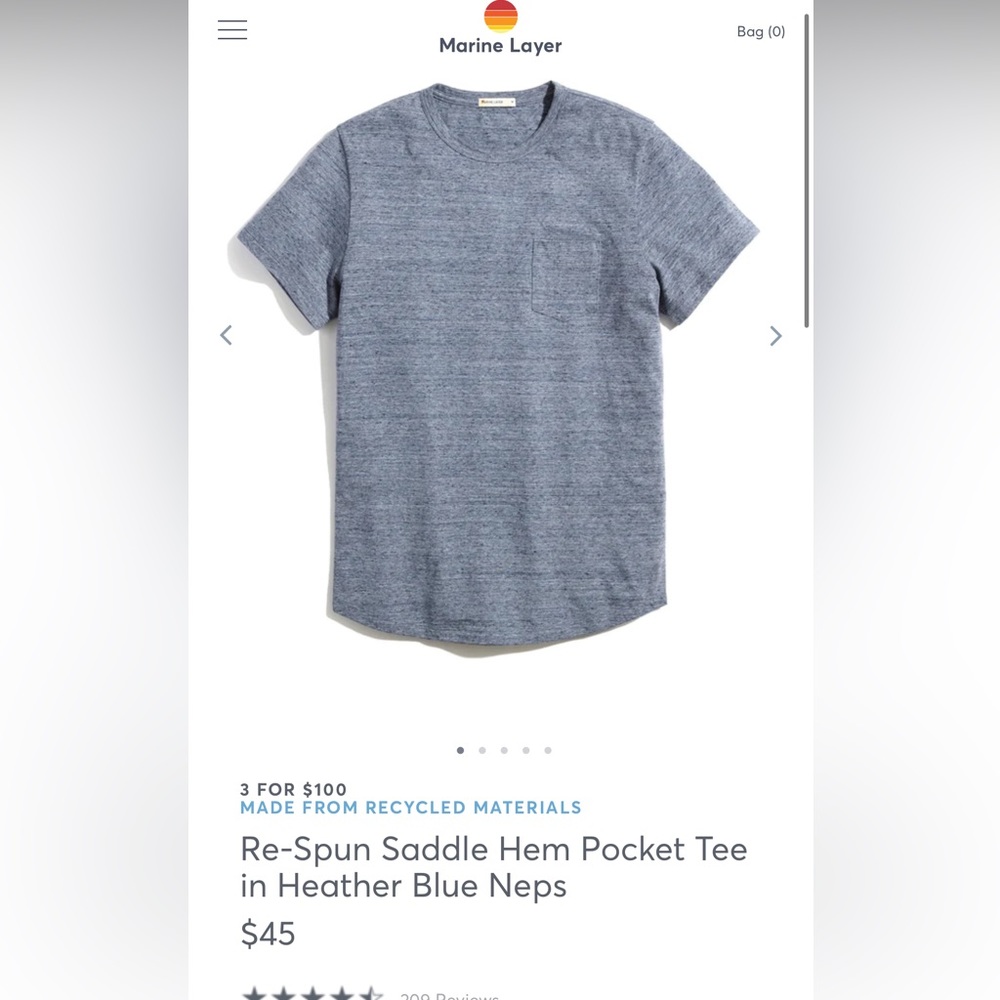 2 Marine Layer Men’s tees in heathered blue/grey Small